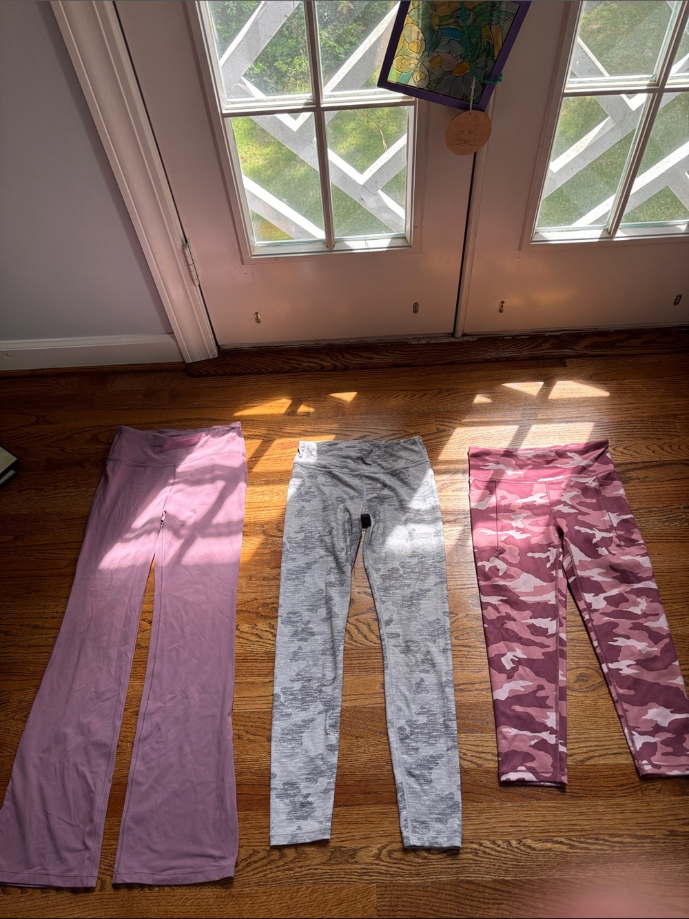 Athleta Girls Pink, Gray & Mauve Camo Leggings Trio